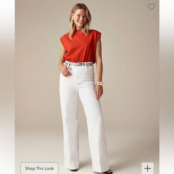 J. Crew‎ Petite Five Pocket Wide Leg Jean in White Wash Size 32P BM812 New - Picture 6 of 15